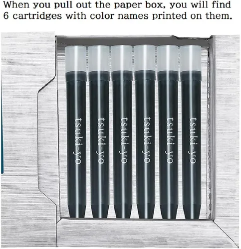 Miniatura 2 de Pilot Iroshizuku - Cartuchos de tinta para pluma estilográfica Shin-Kai (azul oscuro) 6 piezas IRF-6S-SNK con adhesivo Kanji Love