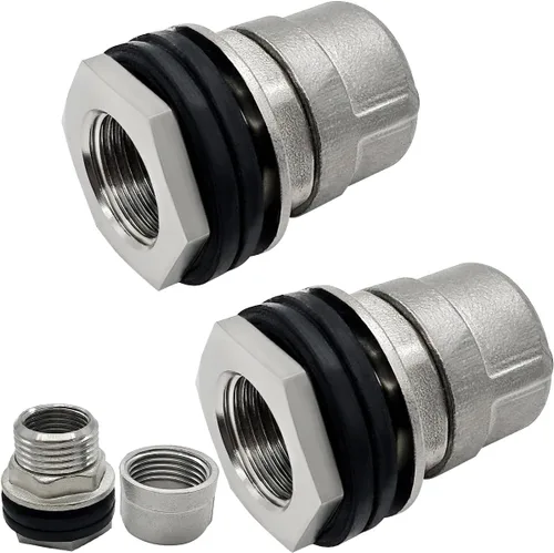 Miniatura 10 de Beduan 1 NPS macho a 3/4 NPT hembra de acero inoxidable mamparo conector de tanque de agua a granel para barril de tanque de agua (paquete de 1)