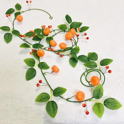 Miniatura 20 de Guirnalda de luces artificiales de frutas y mandarina, luces LED de naranjas, enredaderas colgantes, guirnalda de plantas, bayas artificiales, luz