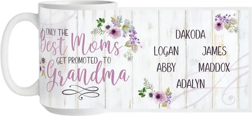 Let's Make Memories Taza personalizada – Best Moms Get Promoted to Grandma Taza de café personalizada – para abuelas – Personalizar con nombres –