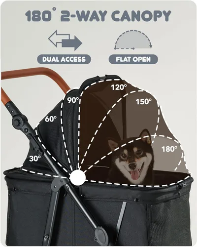 Miniatura 4 de Zoosky Cochecito mediano para perros grandes, cochecito para mascotas para perros medianos de hasta 66 libras, todo terreno con asa y toldo