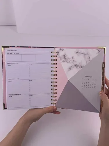 Miniatura 4 de Agenda mensual/semanal 2024, elegante diseño de flores moradas, enero a diciembre de 2024, 8.5 x 6.4 pulgadas, encuadernación en espiral doble