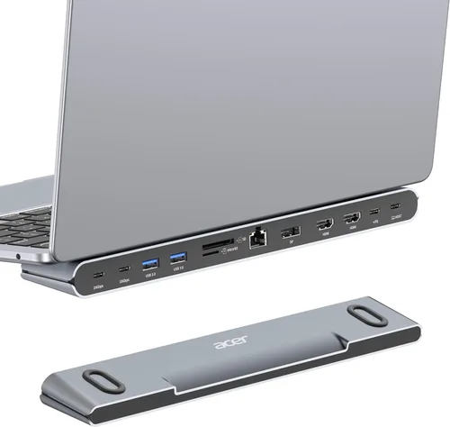 Acer Estación de acoplamiento para 3 monitores, 11 en 1 soporte para laptop con DP 8K + HDMI dual 4K a 60Hz, Ethernet, datos de 10 Gbps, 100 W PD,