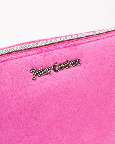 Miniatura 4 de Juicy Couture Bolsa de maquillaje negra Organizador de cosméticos Esenciales de viaje con cremallera superior cuña terciopelo corazón amor