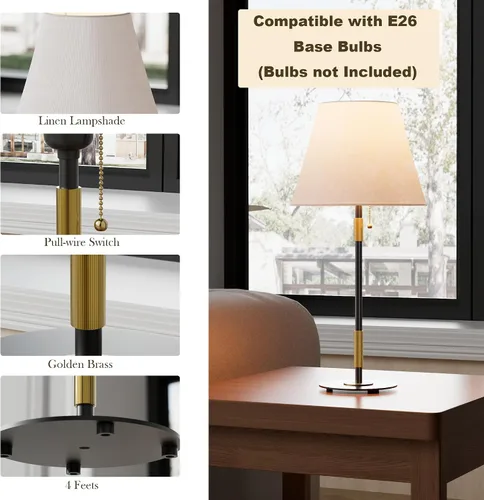 Miniatura 4 de Juego de 2 lámparas de mesa, modernas lámparas de noche para sala de estar, dormitorio, mesita de noche, lámparas blancas modernas vintage