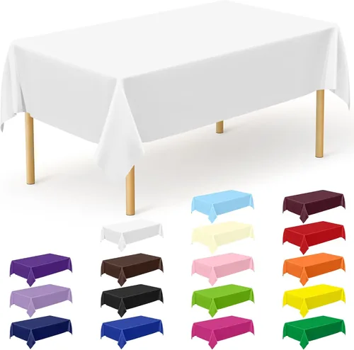 Miniatura 31 de Suministros de regreso a clases, 2 manteles de 108 x 54 pulgadas, manteles desechables coloridos para el primer día de escuela, rectangular