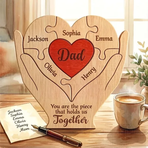 Miniatura 29 de Rompecabezas de oso de madera personalizado con apellidos de 1 a 8 familiares, escultura personalizada con nombre de familia, ideal para Navidad