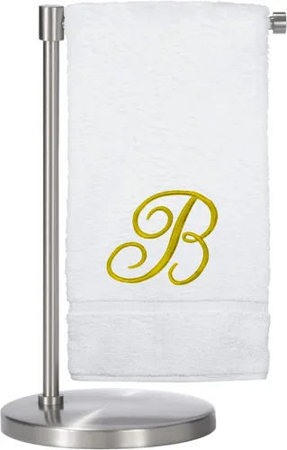 Miniatura 120 de Script R - Toalla de baño con monograma, regalo personalizado, 27 x 54 pulgadas, juego de 1 toalla bordada con texto dorado, 100% algodón turco