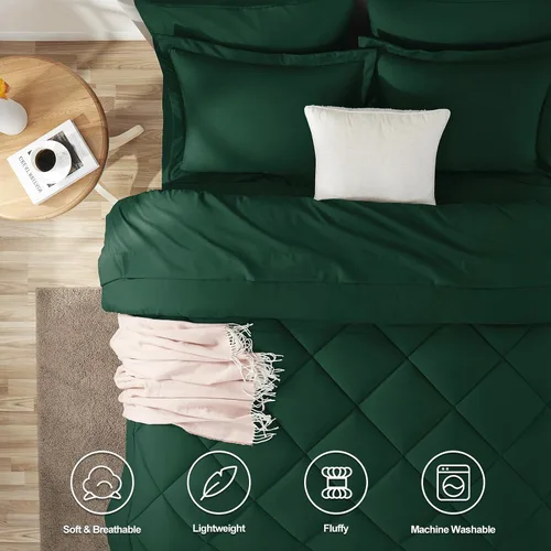 Miniatura 82 de CozyLux Juego de edredón tamaño King, color naranja quemado, toda la ropa de cama en una sola bolsa, 7 piezas: edredón, fundas de almohada