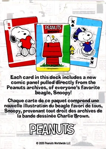 Miniatura 3 de AQUARIUS Peanuts Snoopy - Baraja de cartas con temática de Snoopy para tus juegos de cartas favoritos, mercancía y coleccionables de cacahuetes