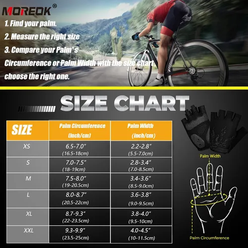 Miniatura 6 de MOREOK Guantes de Ciclismo, Guantes de Bicicleta para HombresMujeres - Almohadilla de Gel de 5MM Guantes de Bicicleta de Medio Dedo