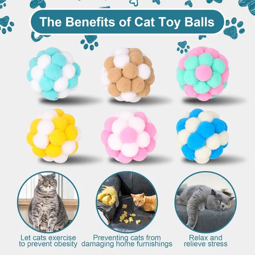 Miniatura 4 de Pelotas de juguete para gatos, 6 piezas con campanas de 2.0 in, bolas interactivas para gatos, juguete interactivo para gatos, gatitos, interiores