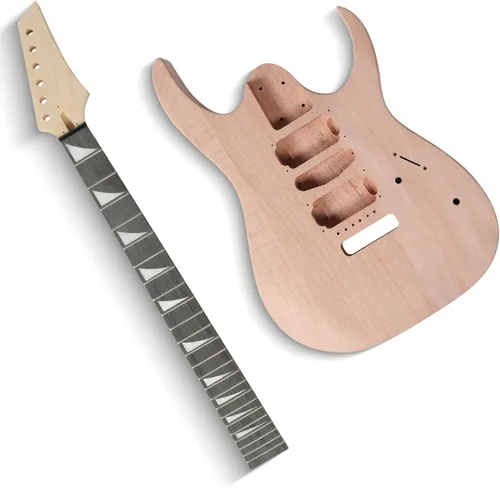 Miniatura 11 de Ktaxon Kit de guitarra eléctrica DIY con cuerpo de caoba, kit de guitarra eléctrica de 6 cuerdas de tamaño completo con cuello de arce, correa