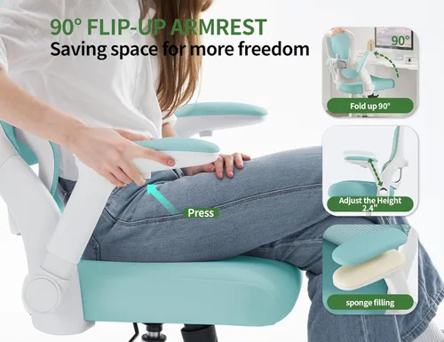 Miniatura 5 de Silla de oficina Veratric - Silla de escritorio ergonómica con soporte lumbar ajustable, silla de computadora de malla, sillas de oficina ejecutivas