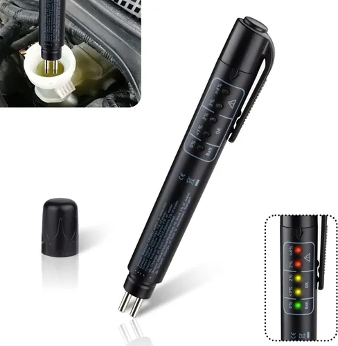 ecocstm Probador de Líquido de Frenos, Probador de Humedad de Líquido de Frenos, Probador de Líquido de Frenos en Pluma con 5 Indicadores LED,