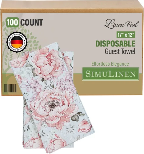 Miniatura 13 de SimuLinen Toallas de mano desechables de jardín azul con flores para baño, toallas para invitados de un solo uso con tacto de lino, papel de seda