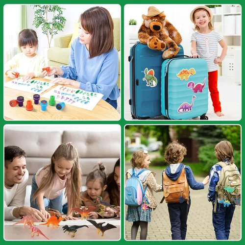 Miniatura 7 de Qilery 195 piezas de 16 invitados de dinosaurio para fiestas de cumpleaños para niños, incluye taza de plástico con tapa, pajita, llavero, pulsera