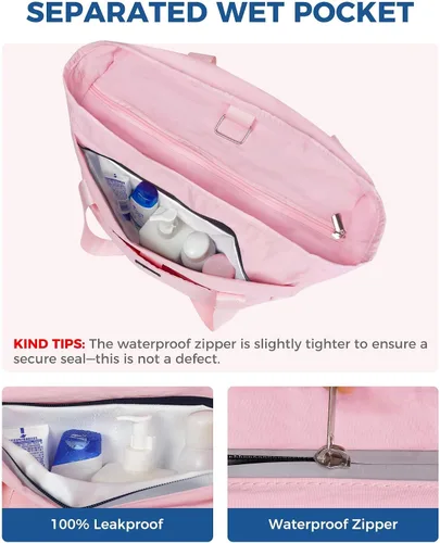 Miniatura 4 de Fmeida Gym Bag for Women, 30L Expandable Travel Bags with Shoe Compartment, Sports Yoga Bag with Wet Pocket