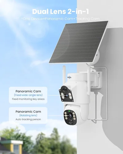 Miniatura 4 de Hiseeu Cámara solar inalámbrica al aire libre de 4MP de doble lente, cámara de seguridad para el hogar inalámbrica WiFi Pro de 5G y 2.4G, PTZ