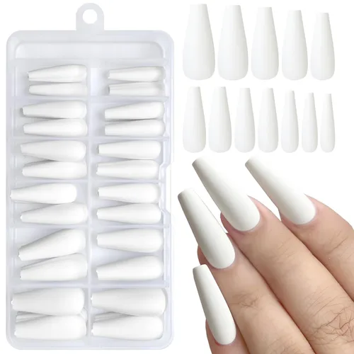 Miniatura 12 de AddFavor 120 uñas postizas negras a presión largas con pegamento y pestañas adhesivas, uñas acrílicas mate de cobertura completa para mujeres y niñas
