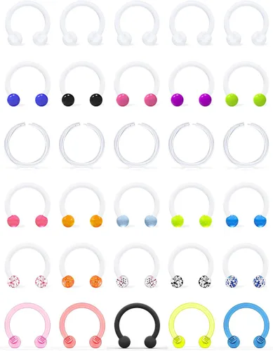 Miniatura 5 de Retenedor de tabique de plástico transparente, anillos flexibles para labios, joyería de piercing sonriente, aretes Daith para cirugía deportiva