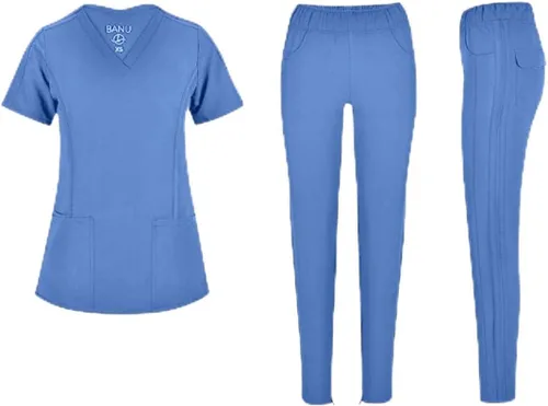 Miniatura 22 de Conjunto de 7 bolsillos Tali & Maya de enfermería para mujer, conjunto de uniforme médico diario para mujer, 3 bolsillos, parte superior, 4