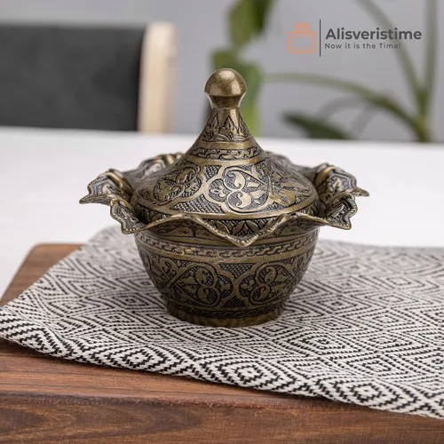 Alisveristime Gultas - Azucarero grande de aleación de zinc con tapa (verde antiguo)
