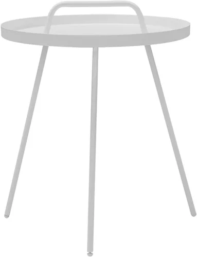 Grand patio Mesa auxiliar para exteriores con asa, pequeña mesa auxiliar portátil, mesa auxiliar redonda de 17 pulgadas, color blanco Blanco con
