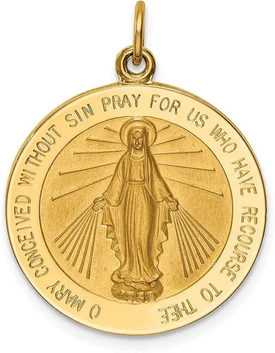 Medalla milagrosa redonda grande pulidasatinada de 14 quilates, 1.083in, 0.837in, estilo XR1774, Metal, no conocido