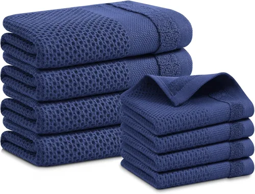 Miniatura 25 de Homaxy Paños de cocina 100% algodón, paquete de 8 – 12 x 12 pulgadas, tejido de gofre, muy suaves y absorbentes, paños de cocina de secado rápido