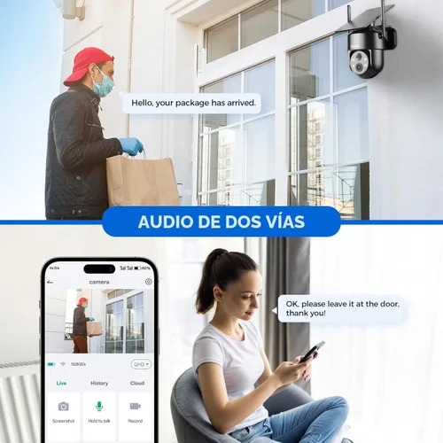 Miniatura 6 de LITYMOL Cámaras de seguridad WiFi 2K 2.4g inalámbricas para exteriores, cámaras solares de vista 360° para seguridad del hogar, visión nocturna a