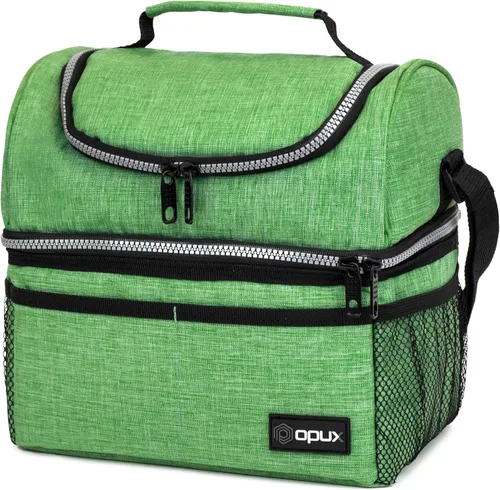 Miniatura 18 de OPUX Lonchera para mujeres, bolsa de almuerzo grande aislada para adultos, trabajo, doble cubierta, lonchera para preparar comidas, compartimento