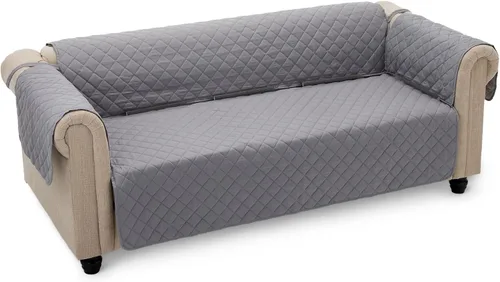 Miniatura 8 de Amazon Basics - Funda reversible para sofá acolchada, sofá de dos plazas, mediano, gris/gris claro Gris/Gris Claro Reversible