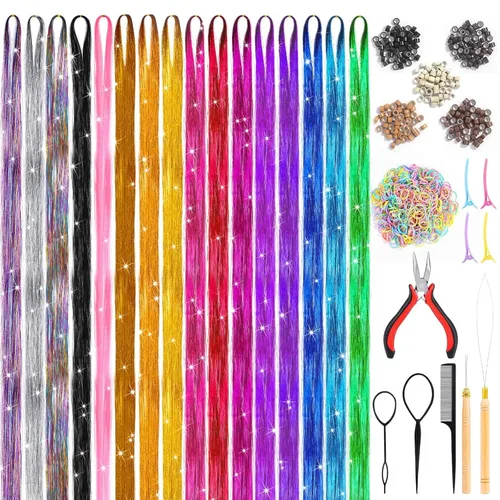 Miniatura 9 de Kit de 65 piezas de plumas para el cabello con herramientas para extensiones de cabello, kit de extensiones de plumas de cabello sintético largo