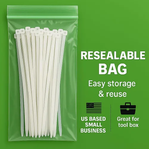 Miniatura 5 de Bridas grandes de 16 pulgadas, transparentes, 120 libras, resistencia a la tracción, ataduras de nailon PA 66. Resistente a los rayos UV, Blanco