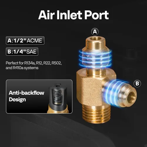 Miniatura 2 de VIVOHOME Kit de bomba de vacío de aire de paleta giratoria de una etapa de 3.5 CFM y medidor de colector de CA y báscula de peso de carga