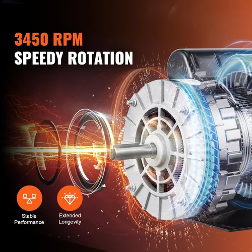 Miniatura 3 de VEVOR Motor eléctrico de compresor de aire SPL 5HP, 230 V 17.6 amperios, marco 56 3450 RPM, eje con llave de 5/8 pulgadas, longitud del eje de 1.88