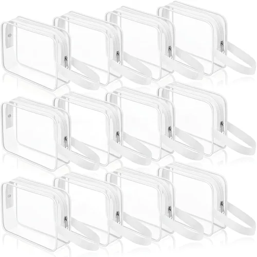 Miniatura 13 de Silkfly Clear Toiletry Bag PVC Travel Cosmetic Bag with Handle Strap Makeup Pouch with Zipper Summer Vacation Salon Graduation Gift End of the Year