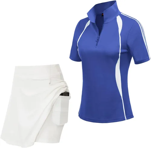 Miniatura 2 de JACK SMITH Conjunto de camisa de golf para mujer, 2 piezas, sin mangas, plisada, de secado rápido, con bolsillos, para atletismo, S-XXL
