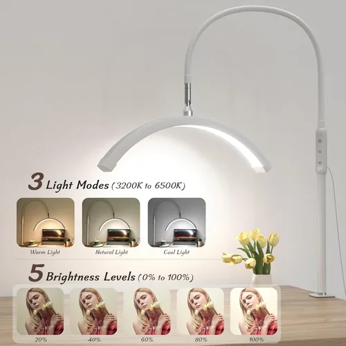 Miniatura 2 de Mznoo Luz Media Luna con Pinza, Lámpara de Mesa LED para Manicura, Lámpara de Escritorio para Uñas, Extensiones de Pestañas, Cuidado de la Piel