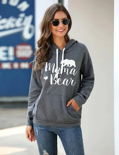 Miniatura 4 de Muicy Sudaderas con capucha para mujer, camiseta de manga larga casual con bolsillos