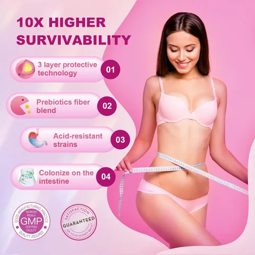 Miniatura 4 de OMOGS 2 probióticos para mujer, con extracto de arándano, prebióticos orgánicos y vitamina C, 90 mil millones de UFC, 18 cepas, ayudan a aumentar