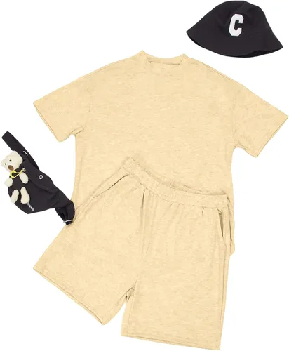 Miniatura 4 de Lexiart Conjunto deportivo de 2 piezas para hombre, casual, pantalones cortos, de verano, de manga corta, de gran tamaño, para hombre