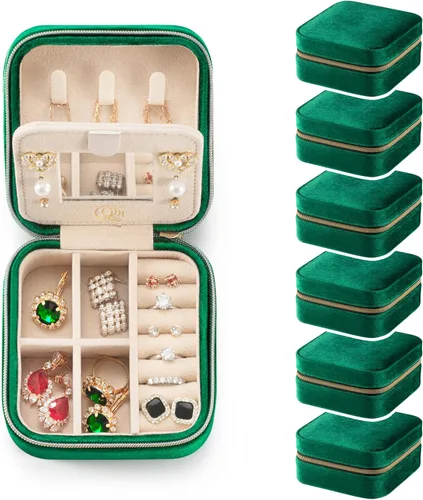 ZPROW Joyero de viaje de terciopelo de felpa, organizador de joyas de viaje, estuche de viaje para joyas, caja de joyería de viaje, pequeña caja de