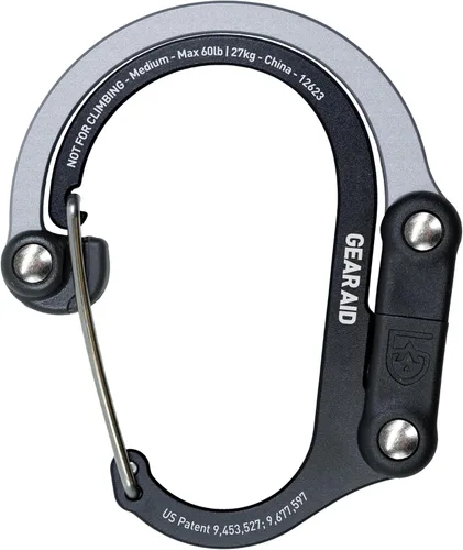 GEAR AID HEROCLIP Mosquetón giratorio de 360° y gancho (mediano) para camping, mochila, maletas y organización de garaje