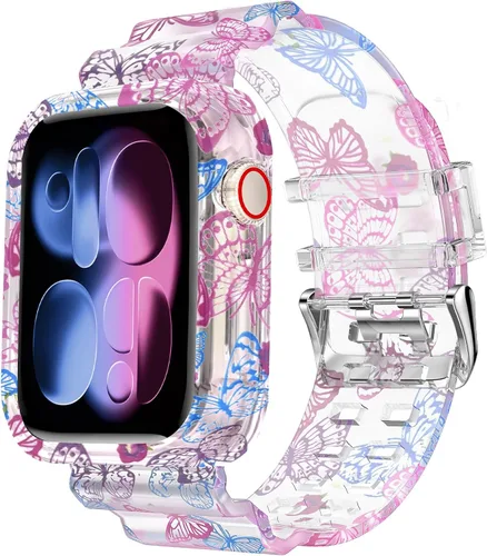 Miniatura 9 de DABAOZA - Correa compatible con Apple Watch de 49 mm, 46 mm, 45 mm, 44 mm, 42 mm, 41 mm, 40 mm, 38 mm, con protector, correa de TPU brillante