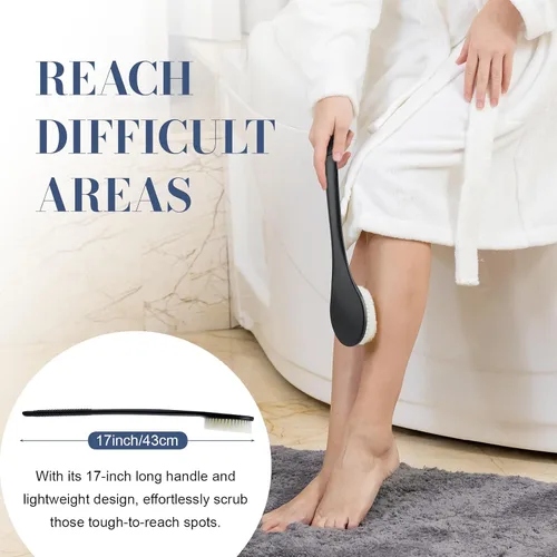 Miniatura 3 de Limpiador de espalda para ducha, cepillo corporal de ducha para limpieza con mango largo para ducha, limpiador de espalda de 17 pulgadas para ducha