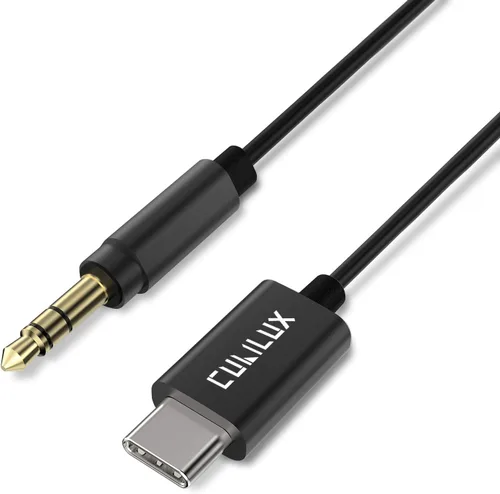 Cubilux Cable auxiliar USB C corto de 2 pies a 0.138 in con 96 KHz/24bit DAC compatible con Samsung S25/S24/S23/S22/S21 Z Fold/Z Flip 7/6/5/4/3,