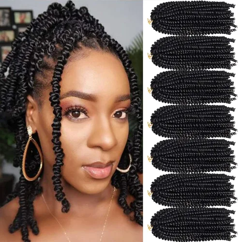 Miniatura 42 de Paquete de 2 cabello para trenzas en espiral de 8 pulgadas, cabello Spring Twist para rastas falsas, rastas de mariposa, cabello para trenzas, fibra