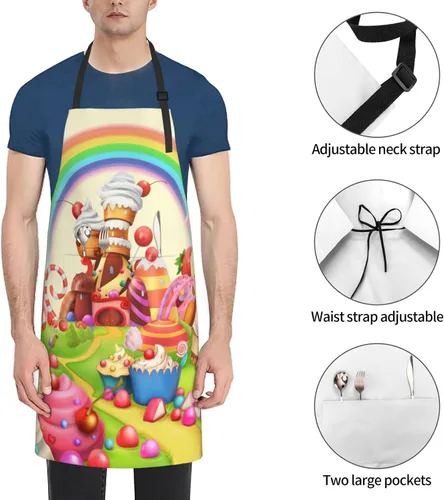 Miniatura 7 de Siiuuol Cute Cats - Delantal de cocina impermeable unisex con babero ajustable